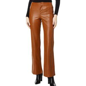 Free People Uptown High-Rise Brown Vegan Leather Pants 10  - Brand New
